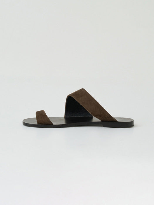[moia] curved flip-flops (brown suede)