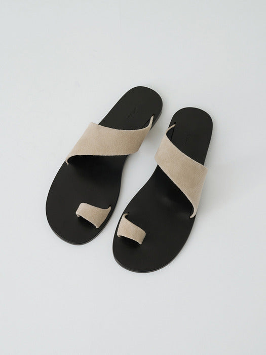 [moia] curved flip-flops (beige suede)