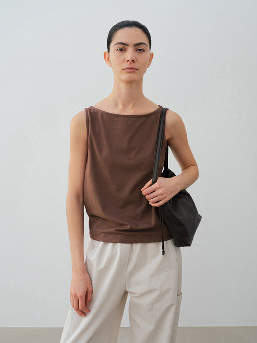 [moia] boat neck t-shirt (brown)