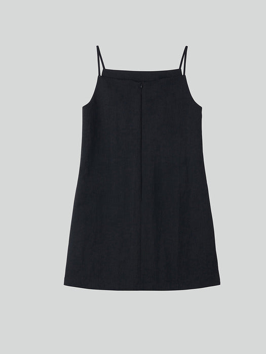 [recto] FOLDED DETAIL NYLON MINI DRESS (BLACK)