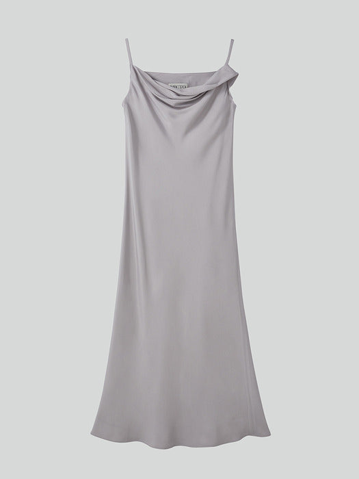 Recto Drapery Neckline Slip Dress (White Grey)