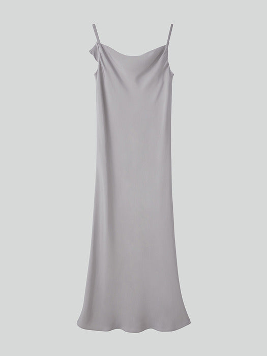 Recto Drapery Neckline Slip Dress (White Grey)