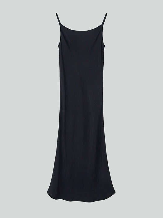[recto] DRAPERY NECKLINE SLIP DRESS (BLACK)