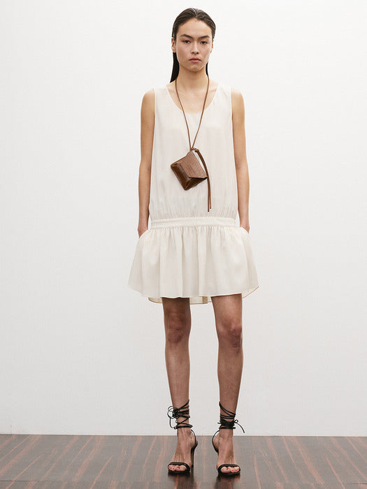 [recto] GATHERED DETAIL MINI DRESS (CREAM)