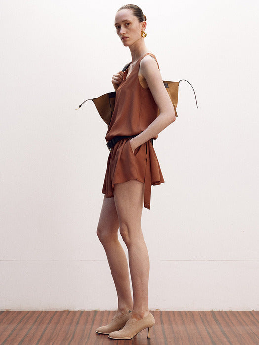 [recto] GATHERED DETAIL MINI DRESS (COCOA)