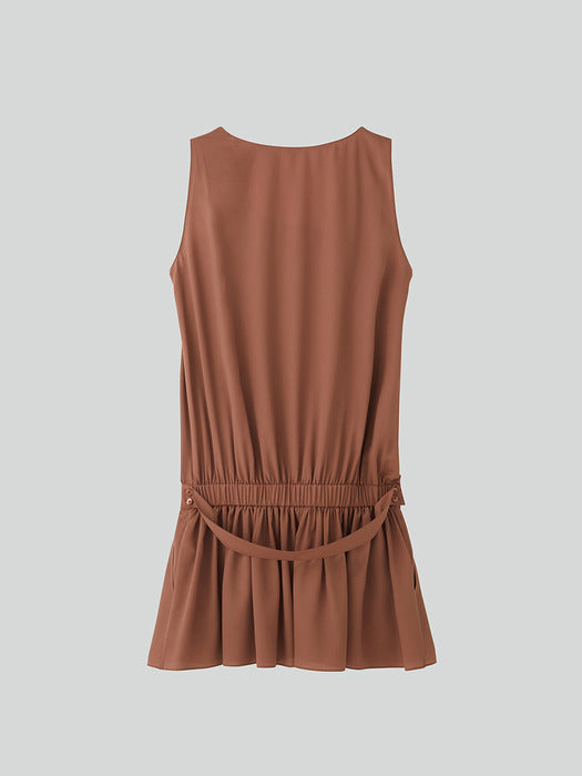 [recto] GATHERED DETAIL MINI DRESS (COCOA)