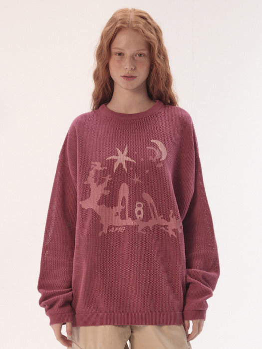 [ambler] Mystical forest Sweater Punching Knitwear AKN602 (Purple)