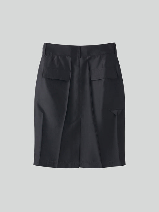 [recto] SHEER BACK BANDING SKIRT (BLACK)