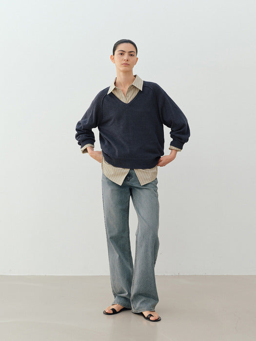 [moia] paper raglan knit (indigo)