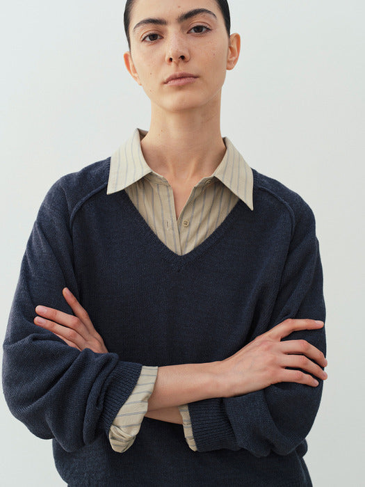 [moia] paper raglan knit (indigo)