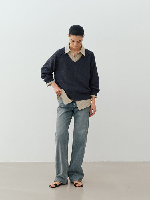 [moia] paper raglan knit (indigo)