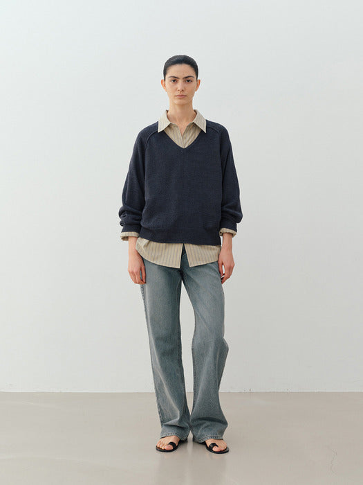 [moia] paper raglan knit (indigo)