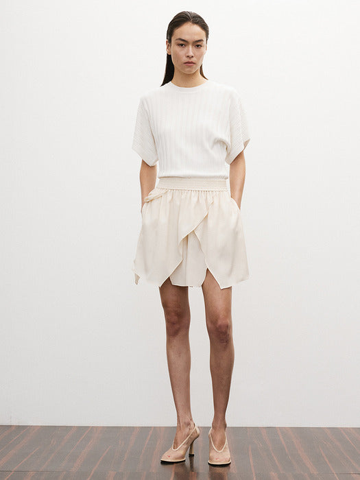 [recto] WRAP LAYERS BANDING SHORTS (CREAM)