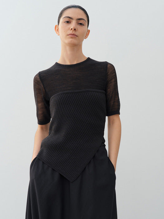 Moia unbalance knit top (charcoal)