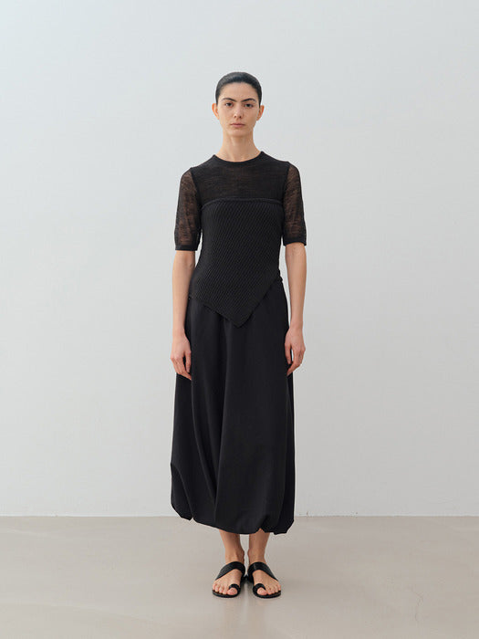 Moia unbalance knit top (charcoal)