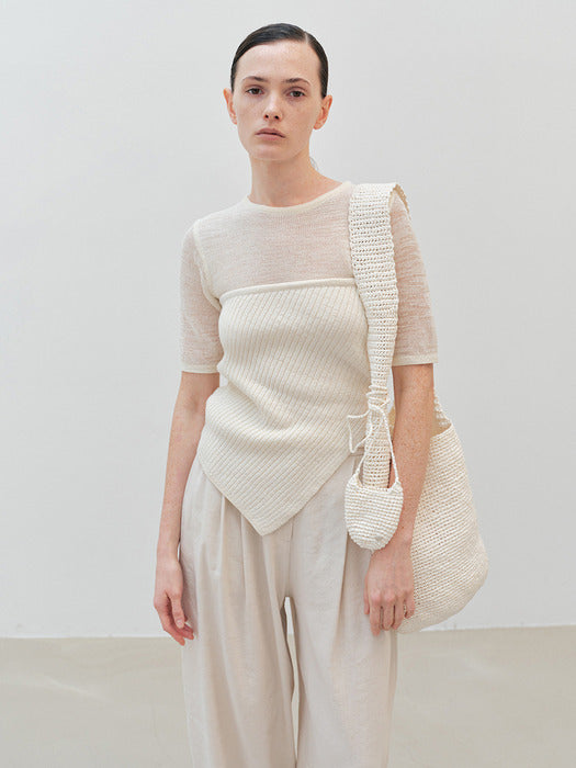 [moia] unbalance knit top (ivory)