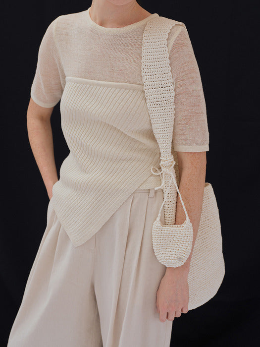 [moia] unbalance knit top (ivory)