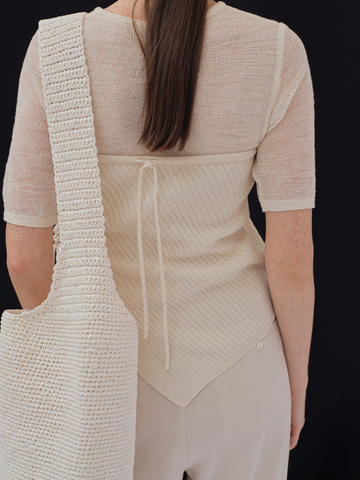 Moia unbalance knit top (ivory)