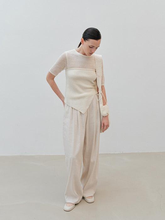 [moia] unbalance knit top (ivory)