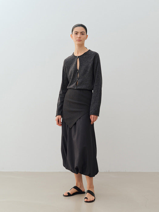 [moia] round hole cardigan (charcoal)