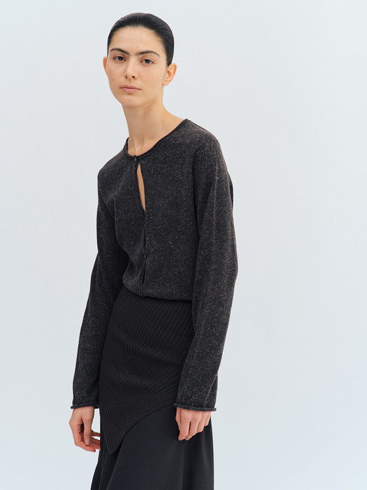 [moia] round hole cardigan (charcoal)