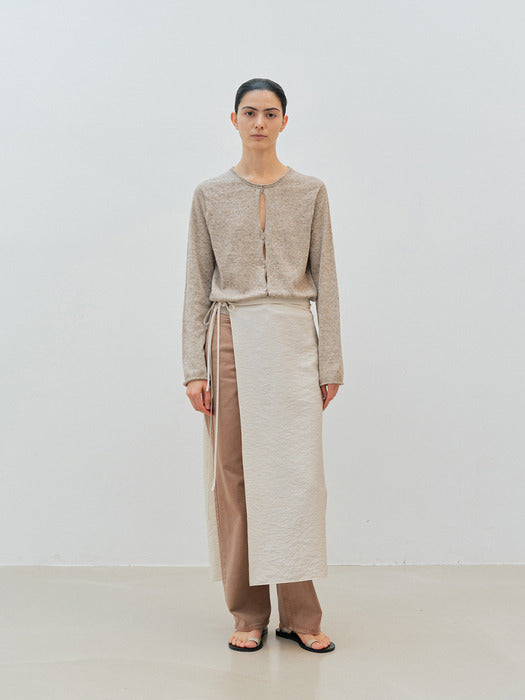 [moia] round hole cardigan (mocha beige)