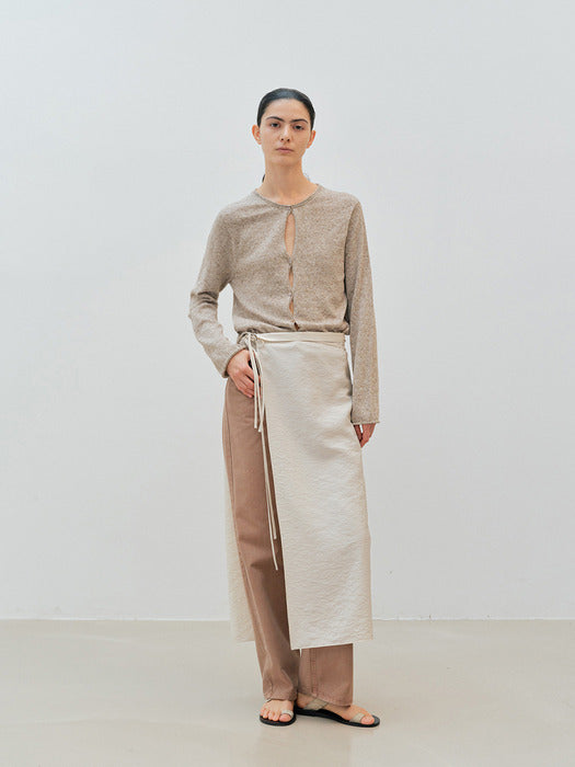 [moia] round hole cardigan (mocha beige)