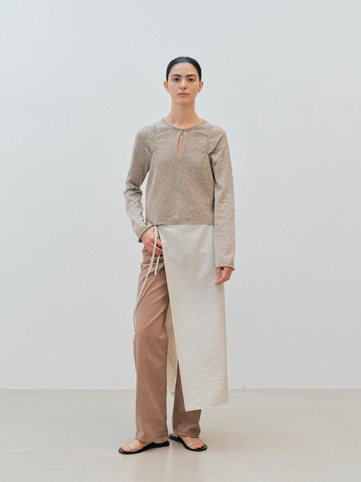 [moia] round hole cardigan (mocha beige)