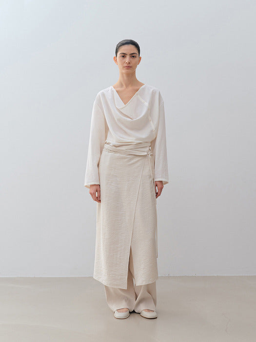 [moia] folded wrap skirt (ivory)