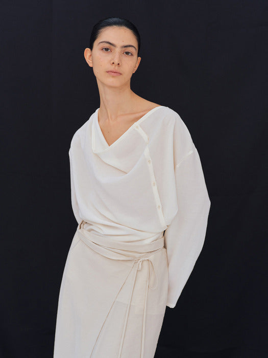 [moia] folded wrap skirt (ivory)