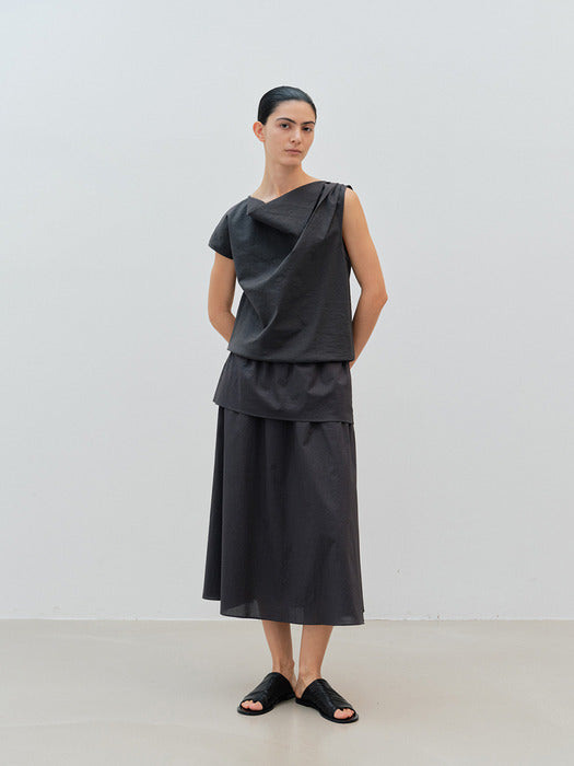 [moia] layered double skirt (charcoal)