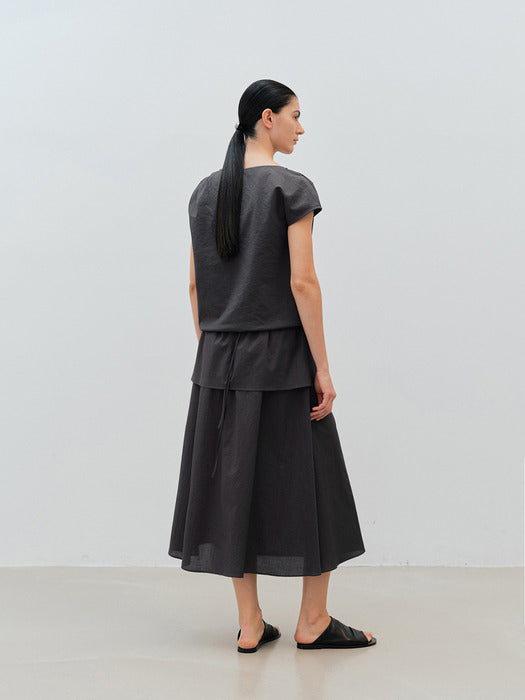 [moia] layered double skirt (charcoal)
