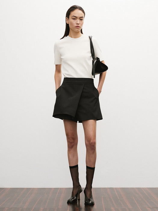 [recto] WRAP DETAIL CULOTTE PANTS (BLACK)