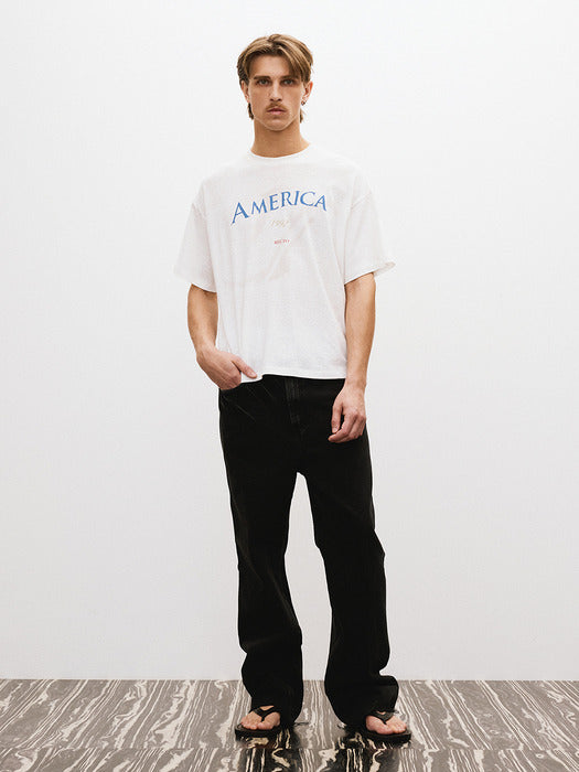 [recto] AMERICA 1992 LINEN BLEND T-SHIRT (OFF WHITE)