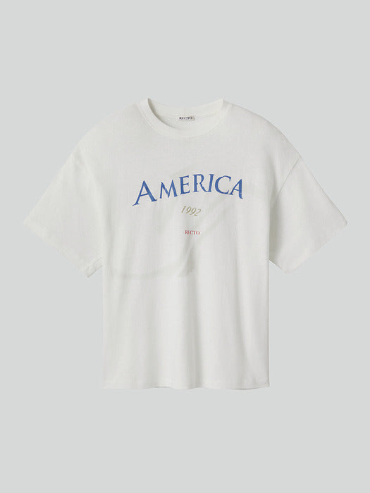 [recto] AMERICA 1992 LINEN BLEND T-SHIRT (OFF WHITE)