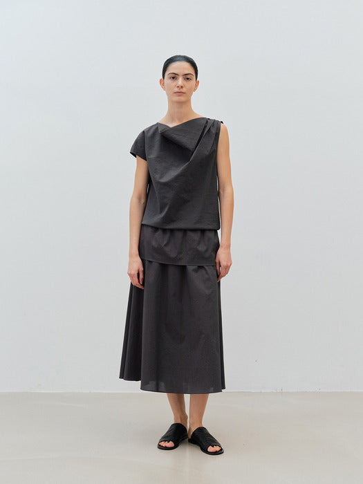 [moia] draped blouse (charcoal)