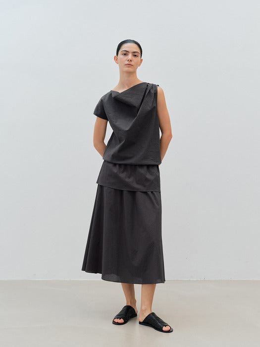 [moia] draped blouse (charcoal)