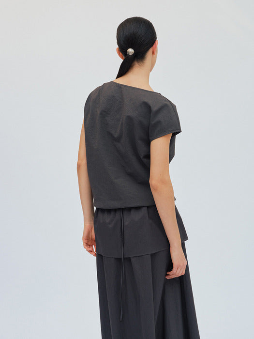 [moia] draped blouse (charcoal)