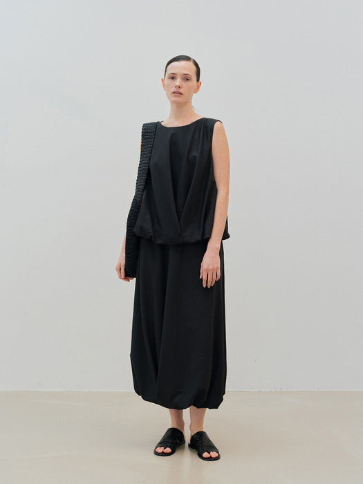 [moia] draped balloon blouse (charcoal)