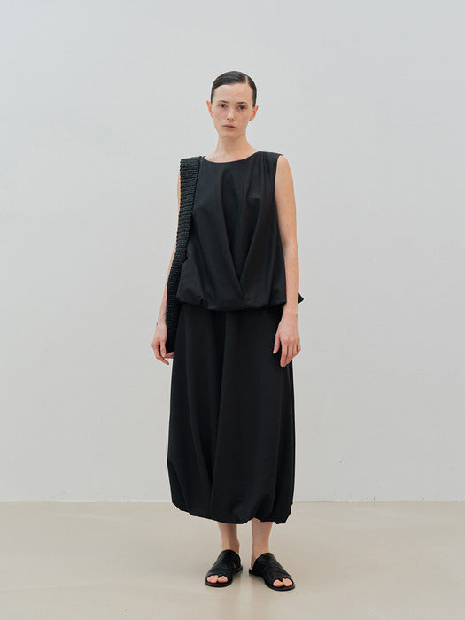 [moia] draped balloon blouse (charcoal)