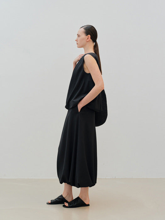 [moia] draped balloon blouse (charcoal)