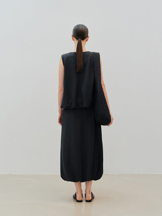 [moia] draped balloon blouse (charcoal)