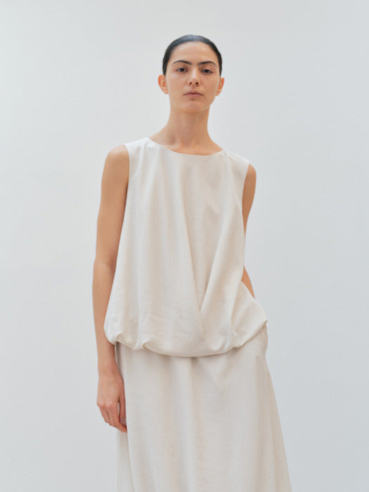[moia] draped balloon blouse (ivory)