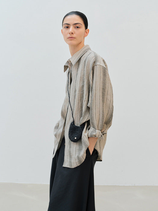 [moia] linen stripe shirt (beige)