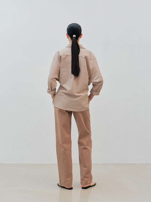 [moia] stripe shirt (mocha beige)