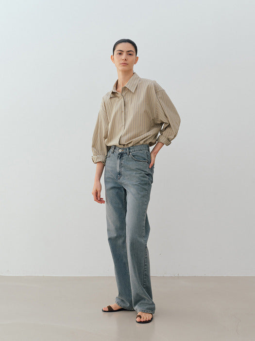 [moia] stripe shirt (vintage khaki)