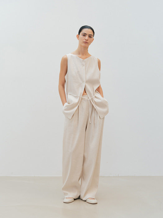 [moia] viscose linen vest (ecru)