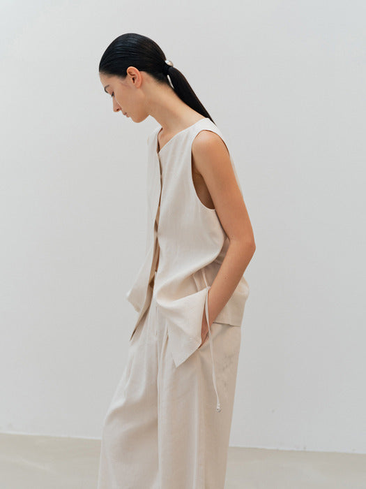 [moia] viscose linen vest (ecru)