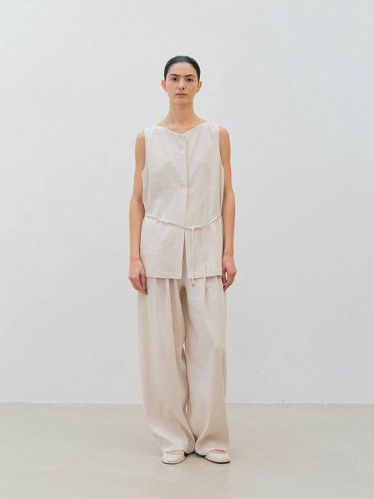 [moia] viscose linen vest (ecru)