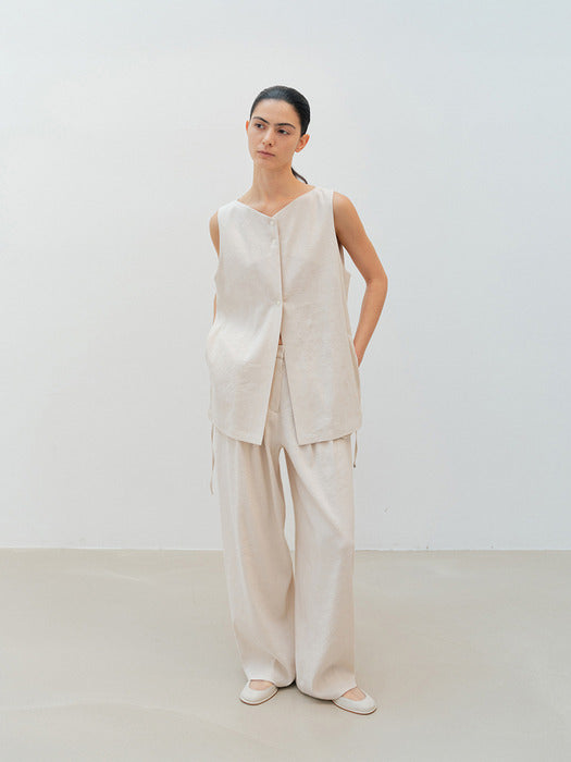 [moia] viscose linen vest (ecru)